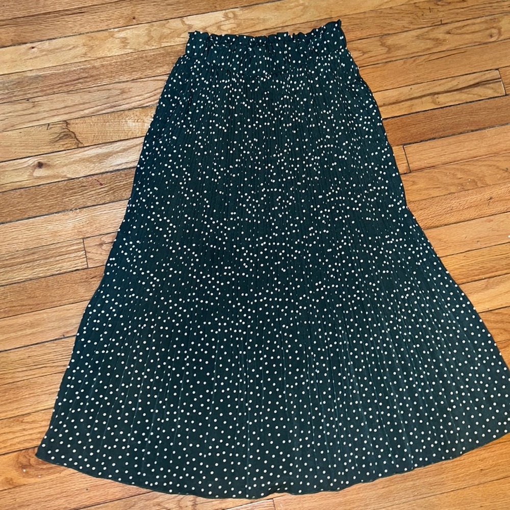 Womens High Waist Polka Dot Pleated Skirt